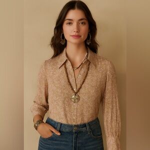 H&M Floral Button-Up Shirt, Women's Size‎ Medium